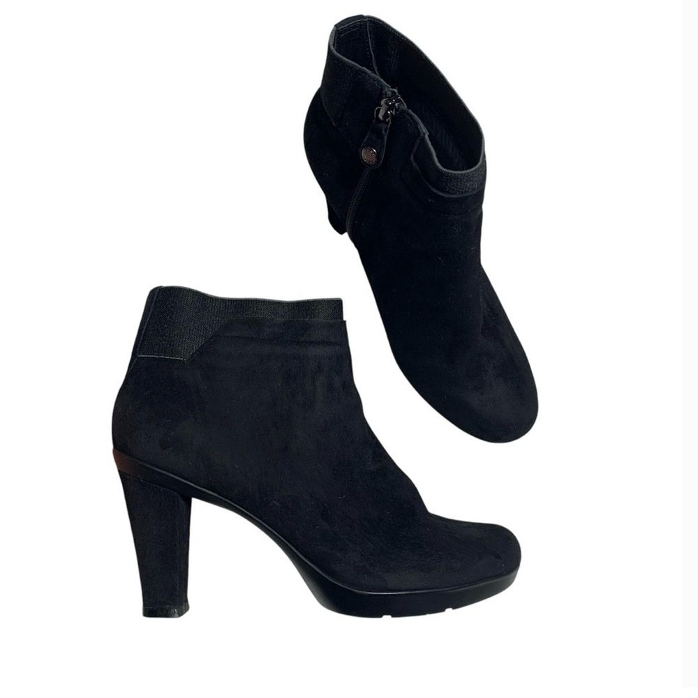 GEOX Respira Boot Black Sleek Stylish Suede Leather Ankle Zip NEW Sz 38 7.5
